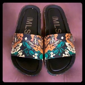 Melissa slip ons - floral and black